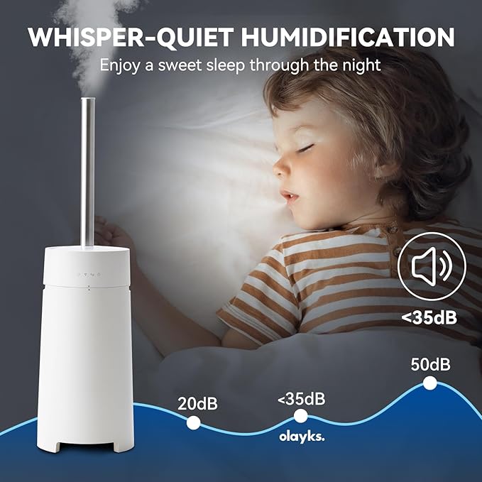 Humidifiers for Bedroom, 5L Quiet Humidifiers for Large Room with Timer, 360°Nozzle, 3 Speed Ultrasonic Cool Mist Humidifier with Humidistat, Suitable for Baby Home Adults Plants (White)