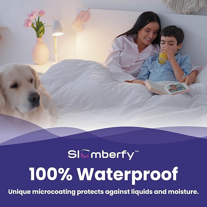 Full Size Waterproof Bamboo Mattress Encasement by Slumberfy - Premium Skin-Safe Mattress Protector with 360° EZ Zipper, Lab-Tested Bed Bug, Zippered Encasement (54x75 in)