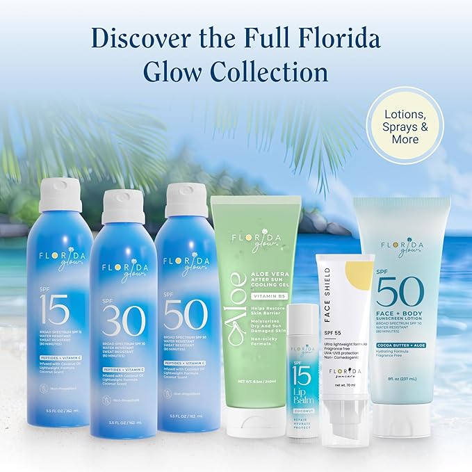 Florida Glow SPF 30 Sunscreen Spray - Hawaii 104 Reef Act & Florida Keys Compliant Broad Spectrum Water Resistant Sport Sun screen - Child Friendly Oxybenzone & Octinoxate Free (SPF 30 1-pack)