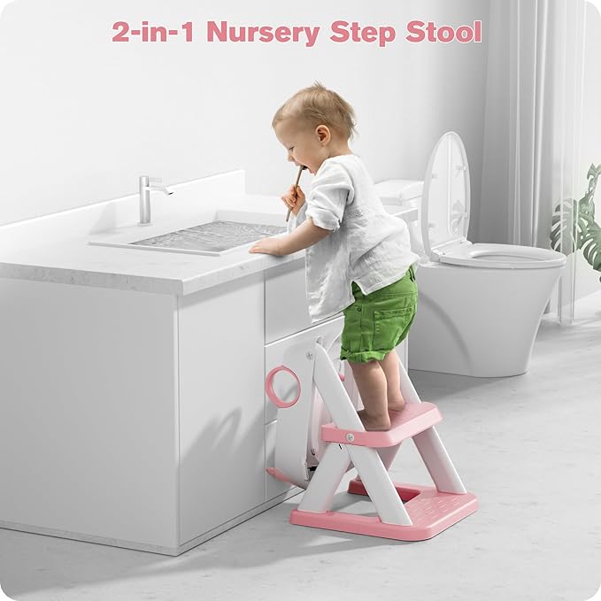 Potty Training Seat, Upgrade Toddler Toilet Seat for Kids Boys Girls, 2 in 1 Potty Training Toilet, Splash Guard Anti-Slip Pad Step Stool