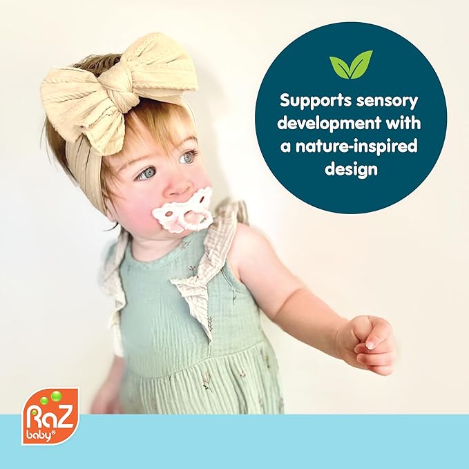 RaZbaby RaZberry Silicone Teether Pacifier – Teething Relief for Infants, Food-Grade, BPA-Free, Hands-Free Design, Natural Berrybumps Fruit Texture for Sensory Development, Freezable – Mint