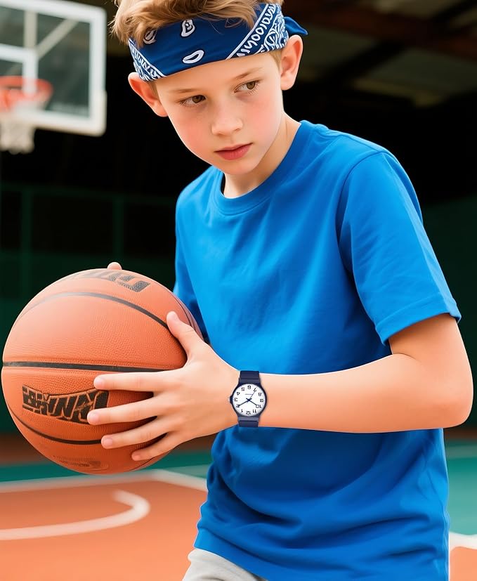 Kids Analog Watch Boys Girls, 30M Waterproof, Sports Watch for Boys, Easy to Read Children's Thin Dial Wrist Watches with Soft Band, for Ages 5-15 Kids Great Birthday Gifts Christmas Day