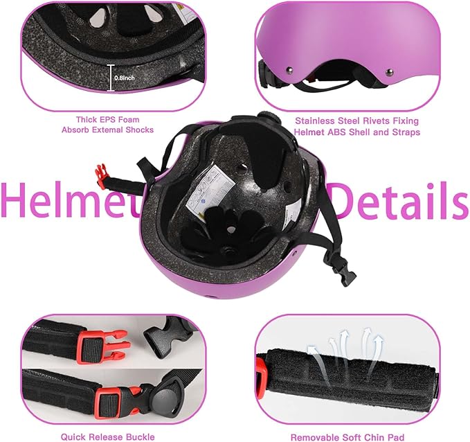 Kids Bike Helmet Set Adjustable Helmet for Ages 3-15 Kids Toddler Boys Girls Youth, Multi-Sport Bicycle Skateboarding Football Rollerskating Scooter Rollerblade Balance Bike Helmets