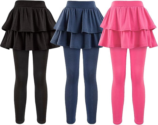 Girls School Uniform Pants Leggings with Skirts Stretch Warm Jegging 4-12 Years