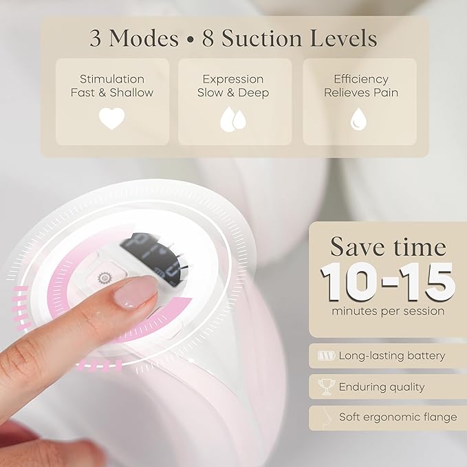 Wearable Hands-Free Breast Pump – Portable Electric Breastfeeding Pump with Multiple Suction Modes, Leakproof Design, LED Display & Travel Case – 120 Milliliters Capacity