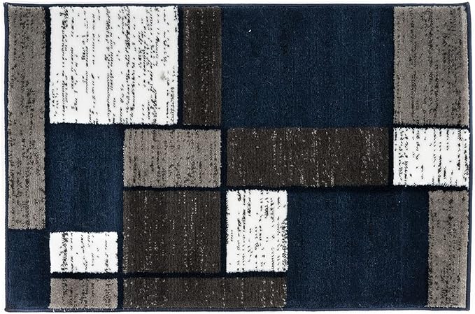 Rugshop Contemporary Modern Boxes Area Rug 2' x 3' Navy