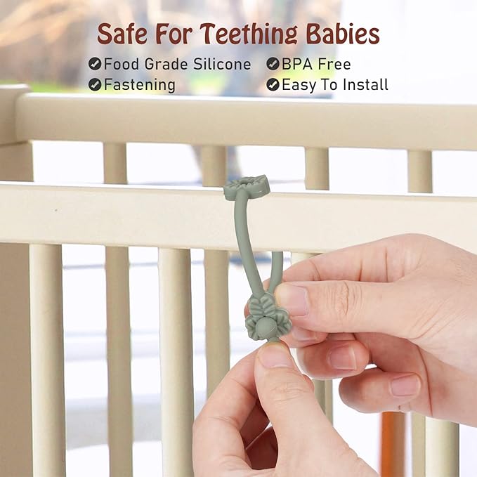 Toy Safety Straps, Silicone Pacifier Clips, Adjustable Stretchable Sippy Cup Straps for Strollers, High Chair, Cribs, Hanging Baskets, Car Seat, Shopping Trolley, 2 Pack (Muted+Apricot)