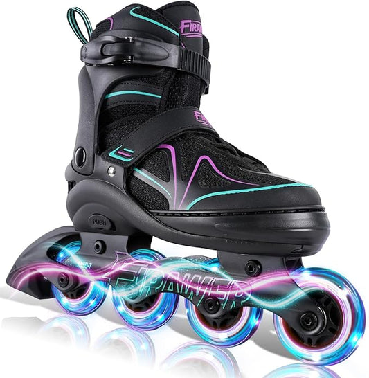 Kids Adjustable Inline Skates Ages 4-12, Youth Inlie Skates for Girls Boys 5-8 8-12 with Full Light Up Wheels, Beginner Women Adult Skates
