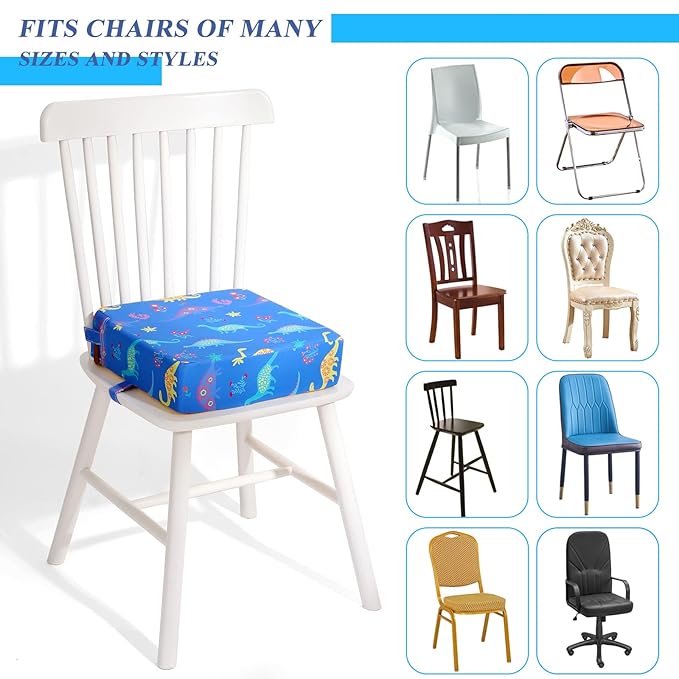 Toddler Booster Seat for Dining Table Cartoon Stronger Support Baby Kids Booster Seat for Dining Table Washable 2 Safer Straps Non-Slip Bottom Portable Increasing Cushion for Travel Home