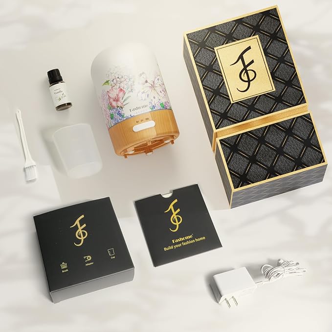 Essential Oil Diffuser with Vanilla Aromatherapy Essential Oils, 6 in 1 Ultrasonic 100ML Aromatherapy Scent Humidifier Vaporizer with Dense fine Mist, Timer, Auto-Off (Spring-Vanilla Oil)