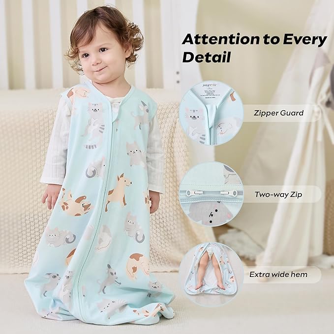 JELLYMONI Baby Sleep Sack 0-6 Months Wearable Blanket for Baby, 100% Cotton 2 Pack Infant Toddler Sleeping Sack Lightweight Soft 2-Way Zipper Sleepsack