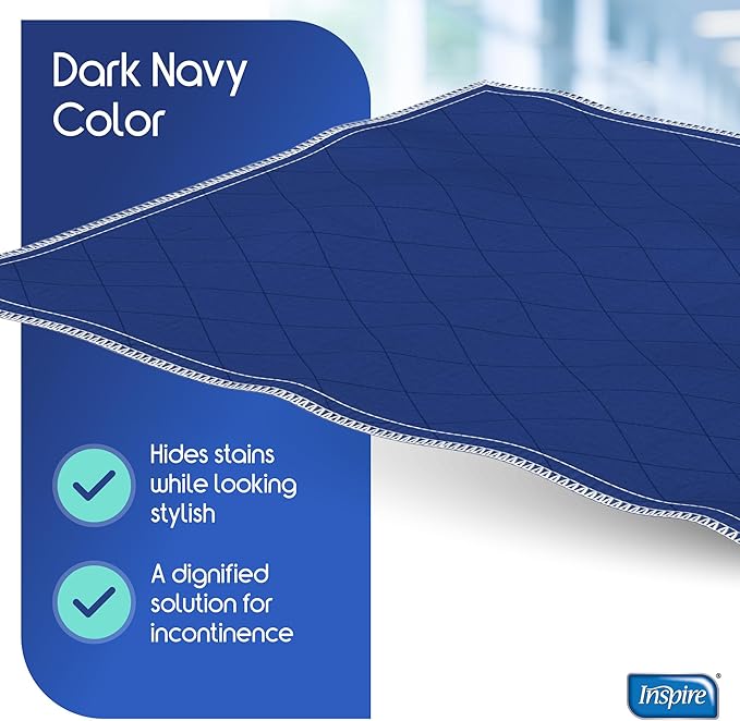 Inspire Waterproof Chair Pad, Dark Colored to Hide Stains, 18 x 24 – Quilted, for Incontinence Washable, for Adults and Kids Reusable Underpad