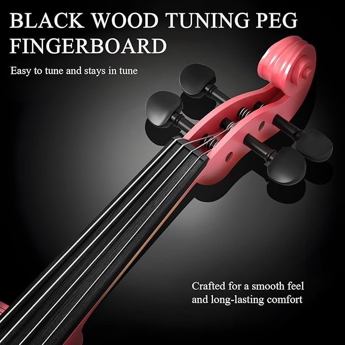 1/4 Violin Kit, Beginner Violin for Kids, Students, Complete Kids Violins Set with Case, Bow, Rosin, Ideal for Kids Violins Beginner Ages 5-7, Pink