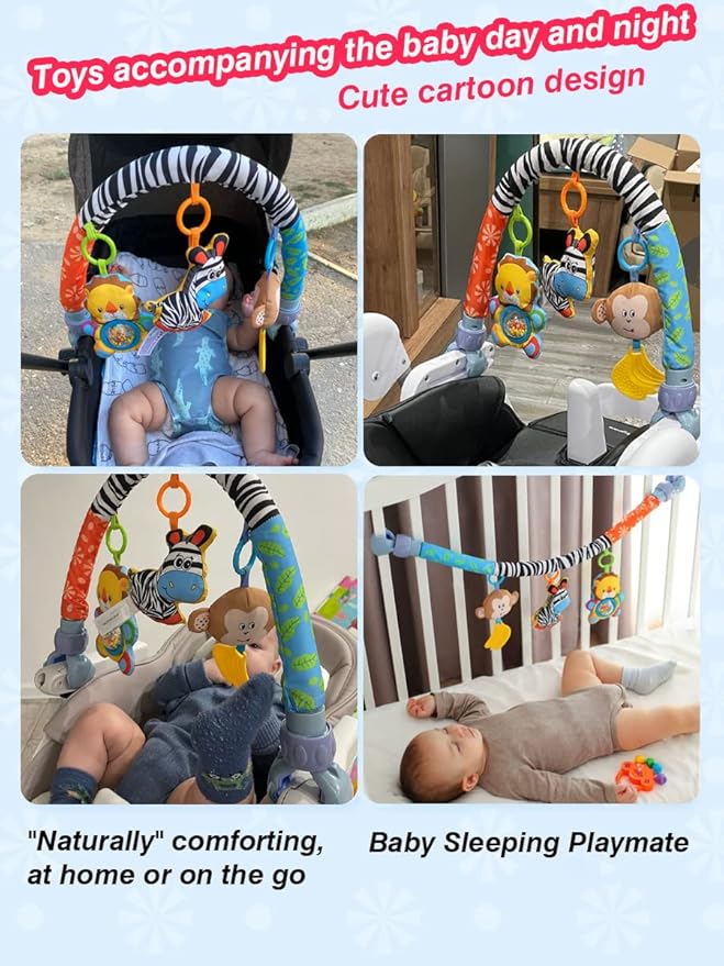 Pau1Hami1ton Baby Stroller Arch Toys, Car Seat Toys,Bouncer Toy Bar/Mobile for Bassinet,Adjustable Baby Hanging Toys Fit for Crib Bed,Stroller,Car Seat Gifts.S-19(Zebra)