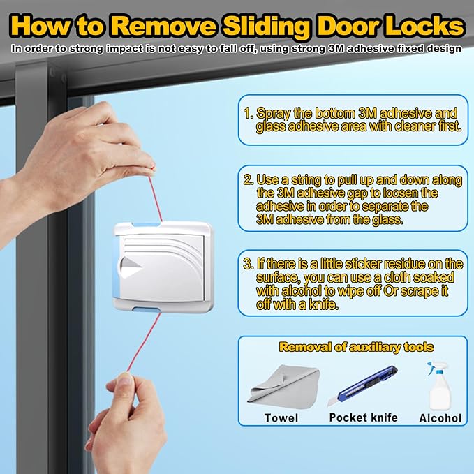 Sliding Door Lock 2 Pack, Child Safety Lock For Sliding Glass Doors, Easy To Install, Keeps Your Baby Out Of Danger, For Sliding Glass Doors, Sliding Windows, Sliding Closets, Etc (Blue)