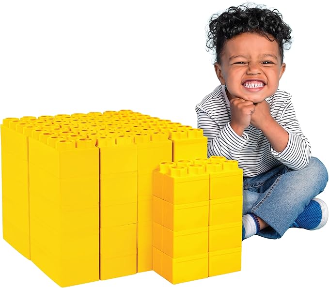Big Blocks for Kids Ages 4-8 — Indoor & Outdoor Blocks Kids Games — Yellow Large Building Blocks - 48pc