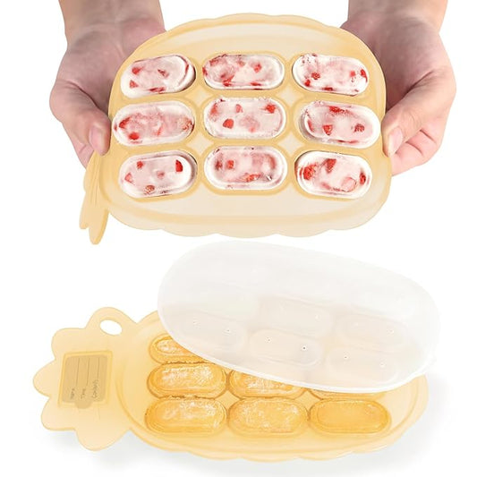 Haakaa Silicone Nibble Freezer Tray -Breastmilk Teething Popsicle Mold - Baby Fruit Food Feeder Teether Tray - Baby Food Maker - Ice Cube Tray - 4 Months+ Babies - BPA Free -Banana