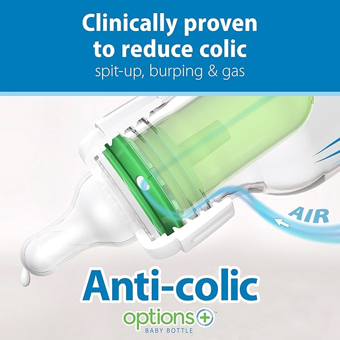 Dr. Brown's Natural Flow® Anti-Colic Options+™ Narrow 8oz/250mL Baby Bottle + Lovey Gift Set with Level 1 Slow Flow Nipples