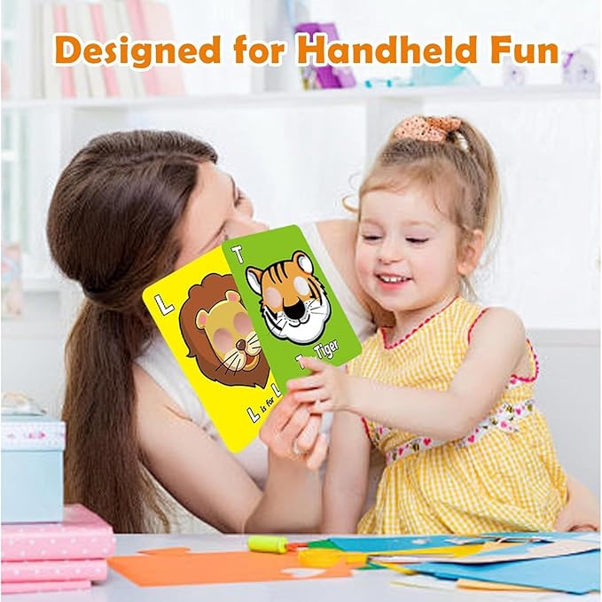Alphabet Mask Cards, Alphabets ABC Flash Cards with Animal Masks, Giant Letter ABC Animals Faces Flash Learning Flashcards, Interactive and Educational Animals Masks Set (Alphabet Mask Cards, 1)