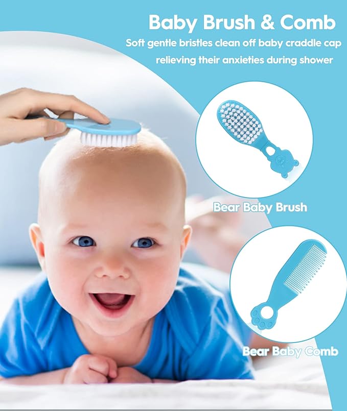 Baby Healthcare and Grooming Kit, Safety Newborn Nursery Baby Care Kit, with Hair Brush Comb, Nail Clipper, Thermometer, Pacifier Clip, Baby Registry Search, Baby Girl Boy Newborn Essentials