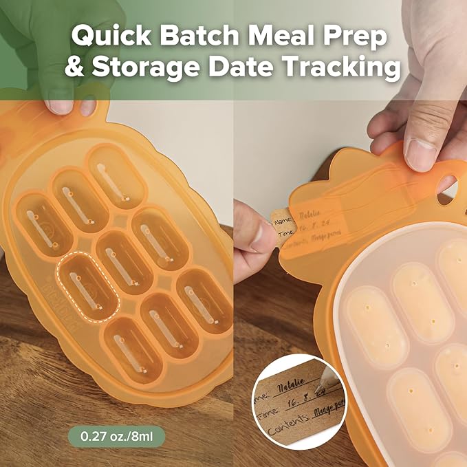 haakaa Silicone Nibble Freezer Tray -Breastmilk Teething Popsicle Mold - Baby Fruit Food Feeder Teether Tray - Baby Food Maker - Ice Cube Tray - 4 Months+ Babies - BPA Free -Apricot
