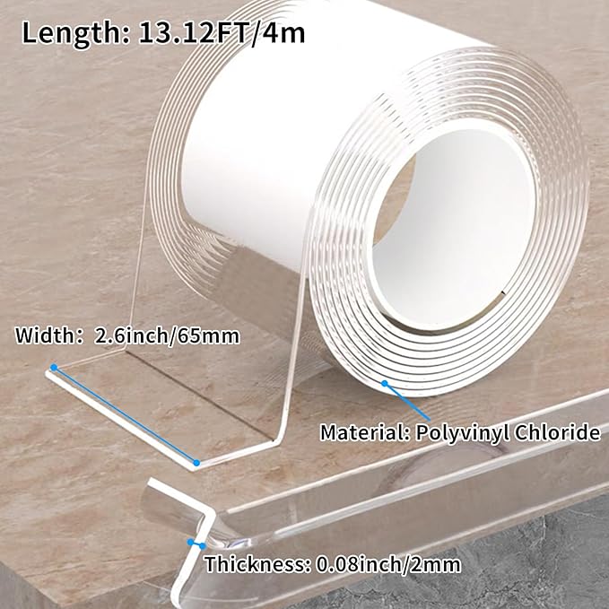 13.12 FT Edge Corner Protector Baby Proofing,Soft Clear Furniture Table Corner Guard & Edge Safety Cabinet Door Bumper,Crib Bumpers,Wall Protector(Width 2.6 in，Thickness 0.08 in)