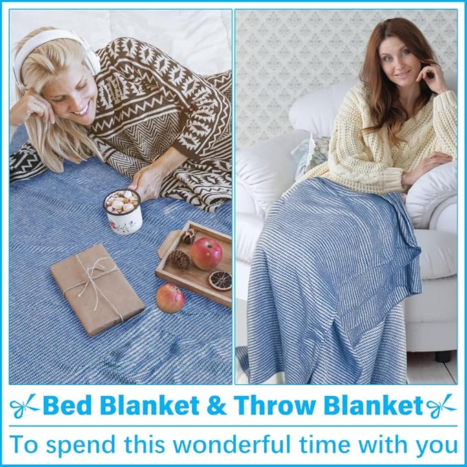 Oversized Turkish Beach Towel Blanket XXL Cotton Sandproof Towels Boho Woven Extra Large Big Sand Free Giant Throw Thick Blankets Huge Quilt XL Picnic Camping Necessities Cloud For Adult Gifts Blue