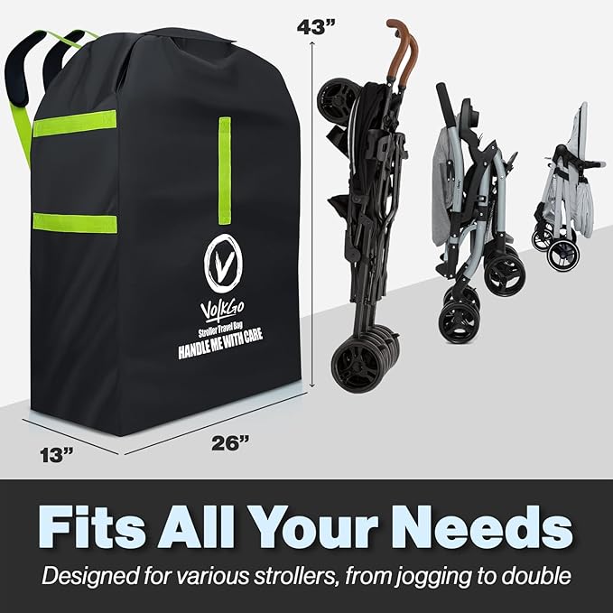 V VOLKGO Stroller Bag for Airplane, Large Cover for Airtravel, Jogger & Umbrella Stroller Cover for Travel - Fits Most Sizes, Gate Check Bag, Heavy Duty Durable Infant carrier covers for Air Travel