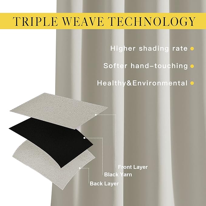 NICETOWN Room Darkening Slding Glass Curtain Panels - Window Treatment Thermal Insulated Grommet Light Blocking Drapes for Bedroom/Home Office (2 Panels, 80 by 84, Natural)