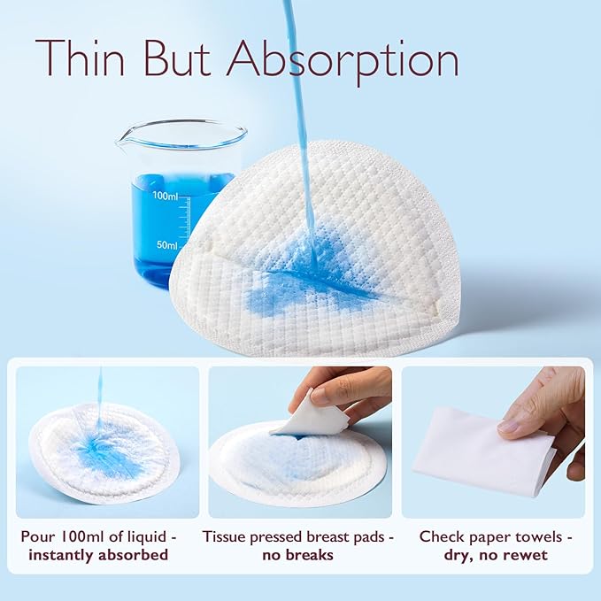 Momcozy Ultra-Thin Disposable Nursing Pads, Super Absorbent and Breathable Breastfeeding Pads, Make The Breasts Light and Unburdened, 3D Shape for The Best Fit, Individually Packaged（120 Count）