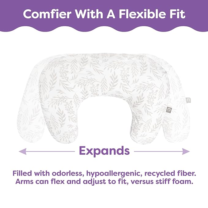 Boppy Nursing Pillow - Ergonomic Bottle & Breastfeeding Pillow with High, Firm, Large Area, Water-Repellent Cushion with Washable Cover; Baby Safety Alliance Verified - Blue Speckled Current