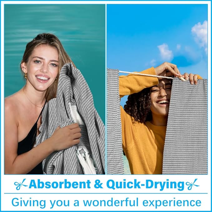 Oversized Turkish Beach Towel Blanket XXL Cotton Sandproof Towels Boho Woven Extra Large Big Sand Free Giant Throw Thick Blankets Huge Quilt XL Picnic Camping Necessities Cloud For Adult Gifts Black