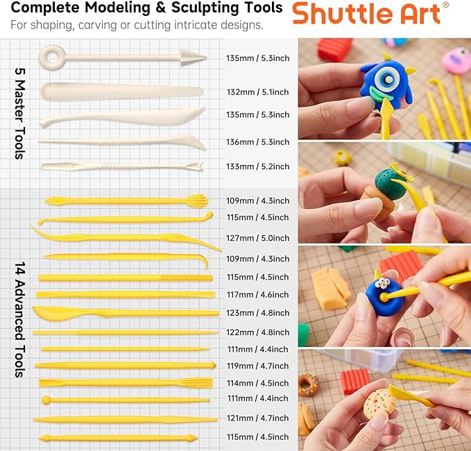 Shuttle Art 112 Colors Polymer Clay Kit with 20 Clay Tools, 16 Kinds of Accessories, Non-Toxic, Non-Sticky, Ideal DIY Art Craft Gift for Kids Adults