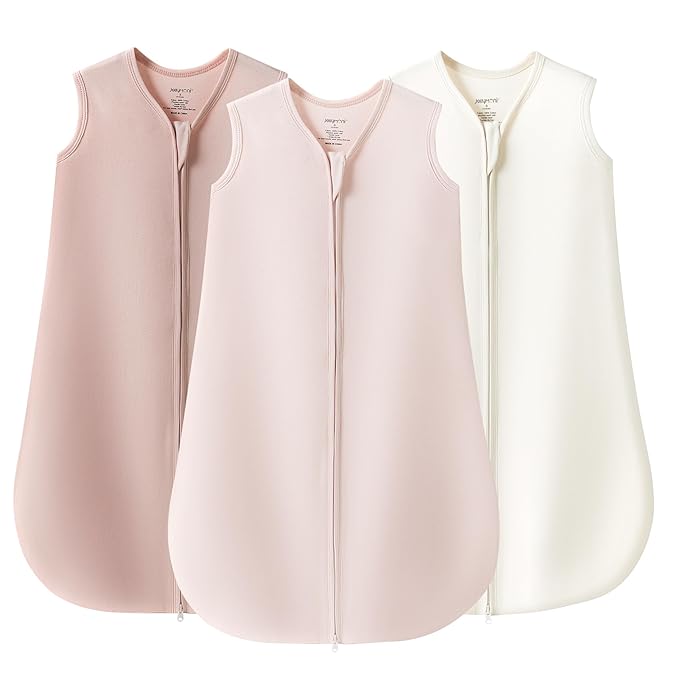 JELLYMONI Baby Sleep Sack 0-6 Months 100% Cotton Wearable Blanket, 0.5 TOG Soft Lightweight Toddler Sleeping Sack 3 Pack 2-Way Zipper Newborn Sleep Sacks