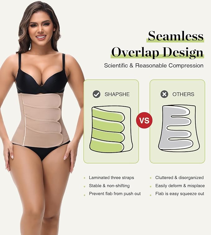 SHAPSHE Waist Trainer for Women Postpartum Recovery Wrap Waist Cincher Corset Shapewear Belly Band