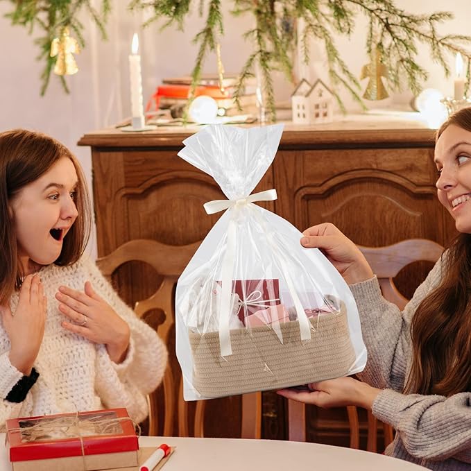 4 Pack Small Storage Shelf Baskets for Organizing, Mini Woven Rope Storage Bins for Towels, Cute Decorative Closet Organizer，Baby Nursery, Gift Empty Baskets -11.81''Lx7.87''Wx4.72''H-Jute