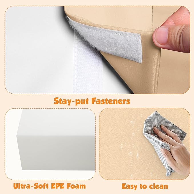 4-Piece Soft PU Leather Toddlers Climbing Toys, Baby Foam Climbing Blocks for Toddlers 3, Foam Play Gym Climbing Structures, Indoor Climb and Crawl Activity Play Set (White and Coffee)