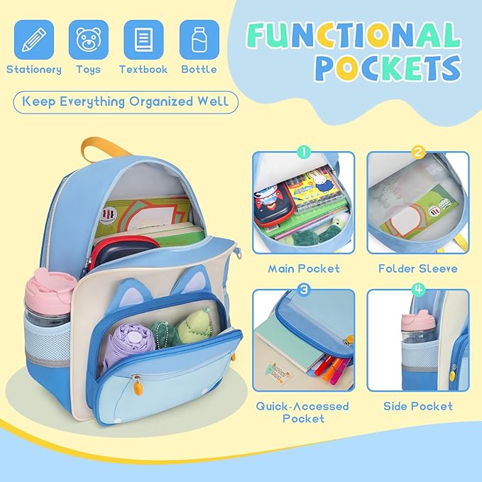 SUN EIGHT Kids Backpack for School Cute Dog Backpack for Kids Lightweight Elementary Bookbag with Coin Purse Kindergarden School Bag(Dog)