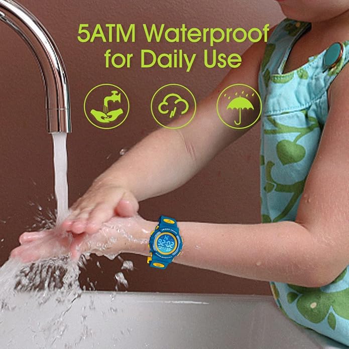 Kids Watch,Boys Watch for 3-15 Year Old Boys,Digital Sport Outdoor Multifunctional Chronograph LED 50 M Waterproof Alarm Calendar Analog Watch for Children with Silicone Band,Kids Gift