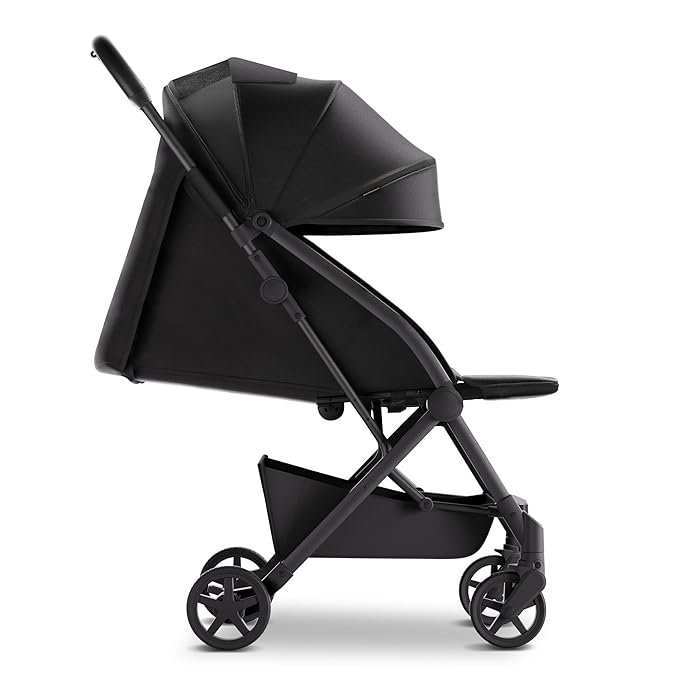 Mompush Lithe V2 Lightweight Travel Stroller, Compact Foldable Baby Stroller with Travel Bag, One-Hand Fold Stroller, Snack Tray, Mechanical Recline Seat, Airplane-Ready, UPF 50+ Canopy & Rain Cover