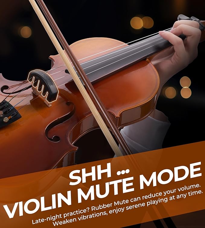 Vangoa Violin 4/4 Full Size Set Fiddle, Handcrafted Starter Acoustic Violins Kit with Solid Wood Side Board, Lightweight Hard Case for Beginners, Teens, Child, Kids Age 12+, Adults, Right Handed