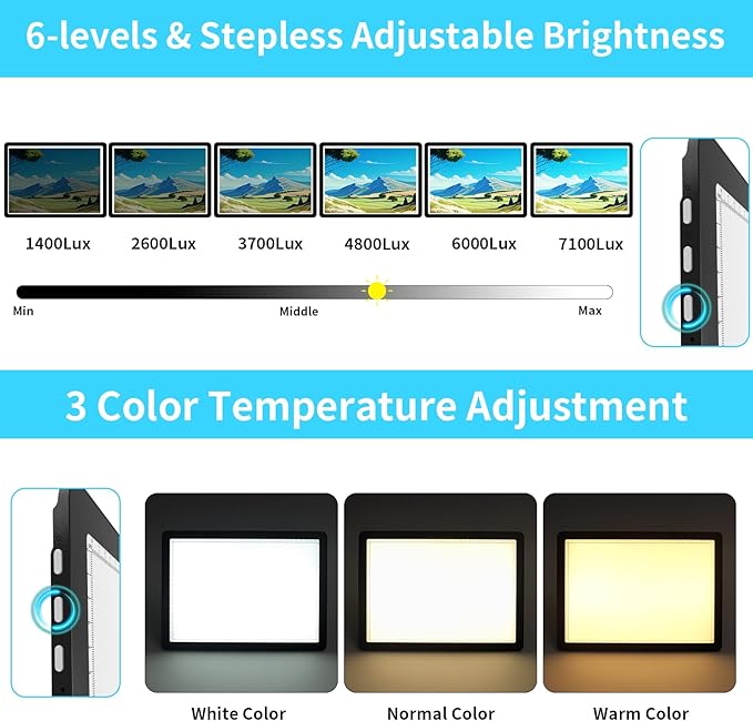 Phylosal Rechargeable A4 Light Pad with Built-in Stand & Bag, Magnetic Tracing Light Box for Drawing, Diamond Art Light Board with Side Button, Super Bright Light Table for Diamond Painting, Sketching
