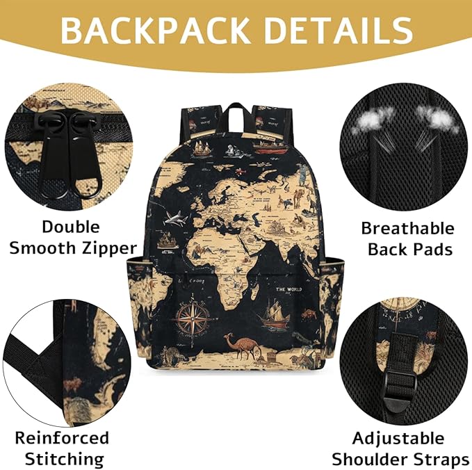 Toddler Backpack for Boys Kids, Cute Preschool Kindergarten School Bags for Girls Bookbag Daycare Travel Daypack, 15 Inch(World Map)