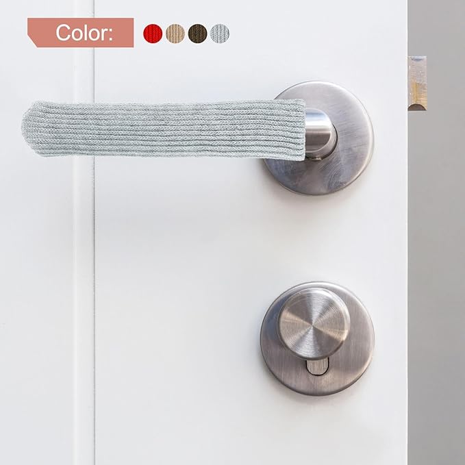 uxcell 6Pcs Door Handle Covers, Polyester Knitted Anti-Scald Door Knob Protector Door Knob Cover for Hot Doors and Cold Doors, Brown