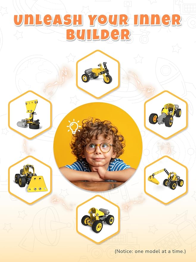 STEM Toys for 5-8 Year Old Boys, 10-in-1 Electric Toy Building Blocks for Kids Ages 4-8 Educational Construction Science Kit, Creative Activities for Boys 4-6, 8-10 Birthday & Holiday Idea Gift