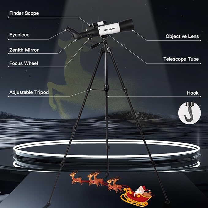 FREE SOLDIER Telescope 70mm Aperture 500mm Refractor Telescope for Adults High Powered - Professional Astronomical Refracting Telescope for Adults Beginners with Phone Adapter and Carry Bag White