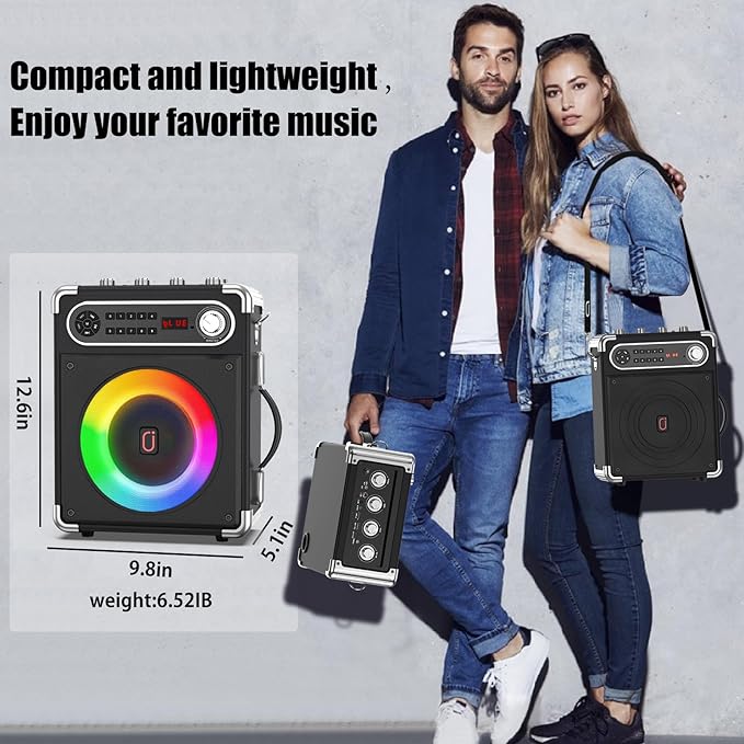 Karaoke Machine with 3 Wireless Microphones for Adults/Kids, Portable Bluetooth 5.3 Karaoke Speaker, Home Party Speaker with Disco Lights for Outdoor, PA System Supports TWS and TV connectivity