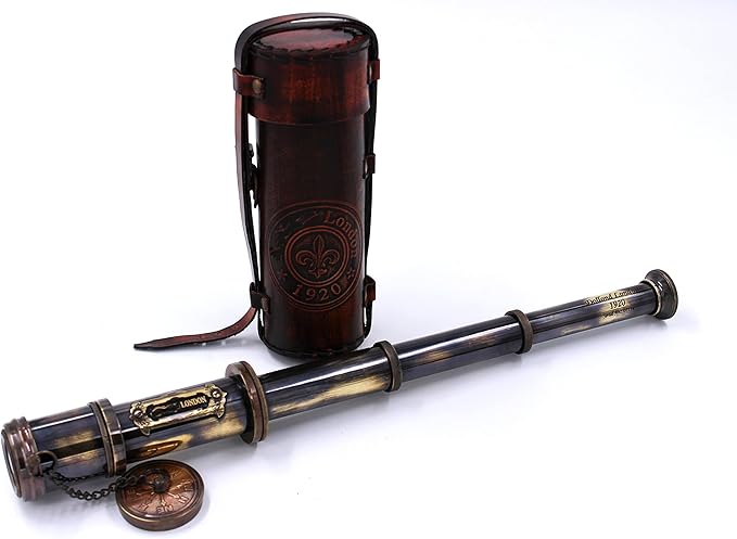 Vintage Brass Ship Telescope – Nautical Marine Spyglass for Sailing, Trekking & Maritime Decoration – Royal Navy Inspired Designer Replica for Sailors & Collectors