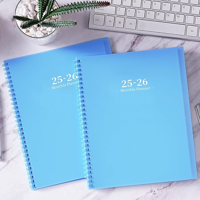 Monthly Planner 2025-2026 - JUL 2025 - DEC 2026 Planner/Calendar, 18 Monthly, with Colorful Tabs, Planner for Daily Organizing - Waterproof Cover (8" x10", Notes Pages, Light Blue)