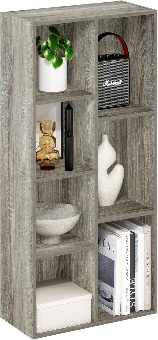 Furinno Luder 7-Cube Reversible Open Shelf, French Oak